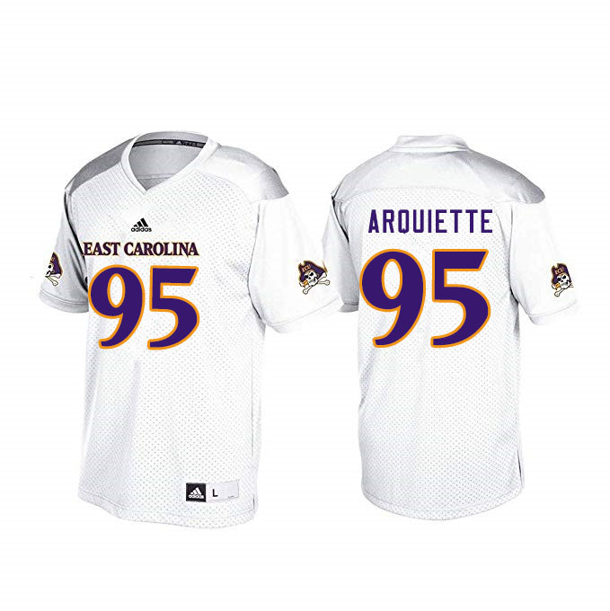 Men #95 Steve Arquiette ECU Pirates College Football Jerseys Sale-White